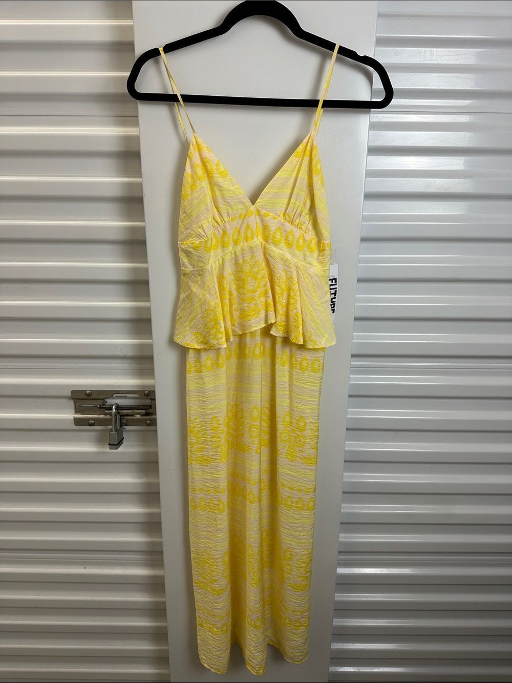 FUTURE COLLECTIVE x JENNY K LOPEZ Yellow Patterned Spaghetti Strap Maxi Dress